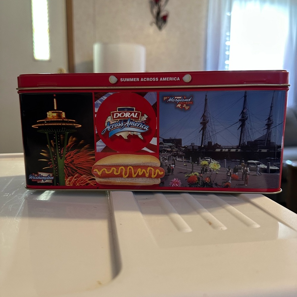 Across America Red Tin Box
